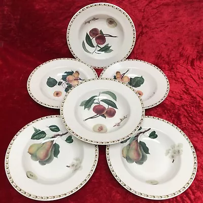 Buy Set Of 6 QUEEN'S Fine China HOOKERS FRUIT 8.5' Wide Rimmed Soup/Cereal Bowls EXC • 24.99£