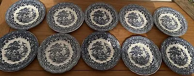 Buy 10 Blue & White Vintage 6” Side Plates By W.H.Grindley & Co Of Staffordshire • 20£