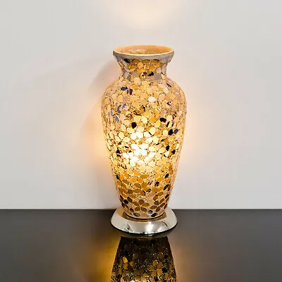 Buy Autumn Gold Mosaic Flower Design Glass Vase Table Lamp Mood Lamp • 59.99£