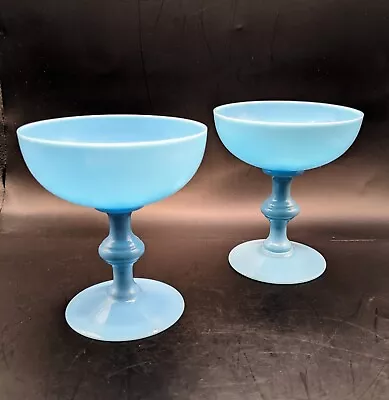 Buy Portieux Vallerysthal PV France Blue Opaline Champagne Glasses Set Of 2-4 1/4   • 239.76£