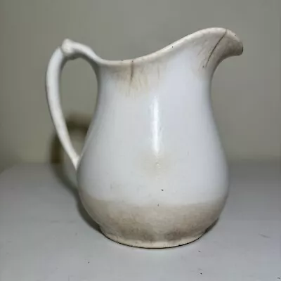 Buy Antique White Ironstone Pitcher Stained Crazed Patina Farmhouse • 110.87£