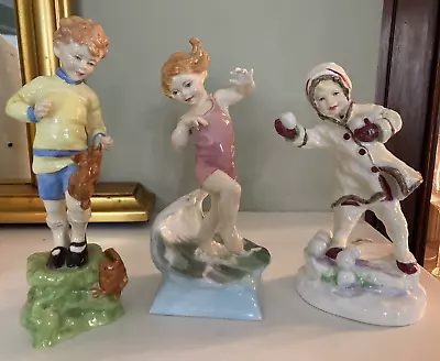 Buy 3 Royal Worcester Months Of The Year Figurines: October, December, July A/F • 2.99£