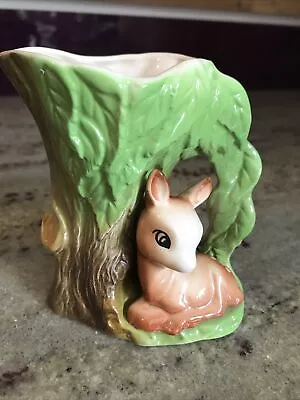 Buy Vintage 1960's Withernsea East Gate Pottery FAUNA Fawn And Tree Vase 4”tall • 7£