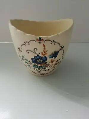 Buy Purbeck Ceramics Swanage Pot Scalloped Edge Blue Floral  • 1£