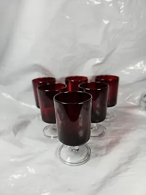 Buy Vintage Luminarc Ruby Red Cavalier Short Stem Wine Glasses French 60-70s Bar Vgc • 17.99£