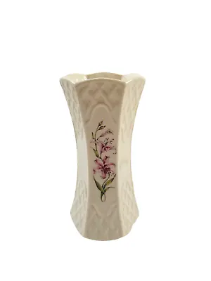 Buy Vintage Belleek Irish Pottery Bud Vase Country Trellis Pink Tiger Lillies 7  • 80.31£