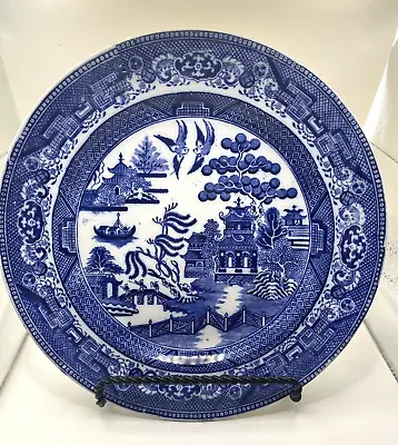 Buy T And S Stoneware England Blue Willow 10-inch Dinner Plate Burslem Circa 1850 • 41.03£
