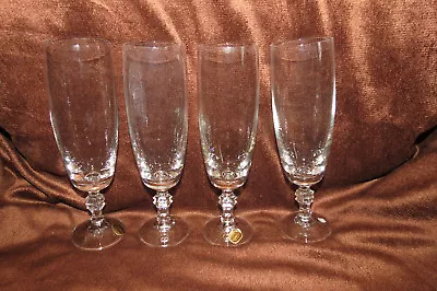 Buy 4 Fluted Bohemia Crystal Champagne Glasses,Czechoslovakia,Czech,glasses,Bohemian • 14.17£