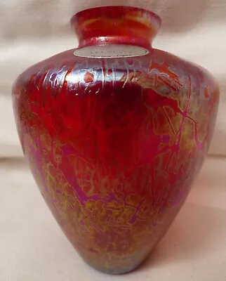 Buy Royal Brierley Studio Small Iridescent Red Shoulder Vase 4  - 10cm With Label • 14.99£