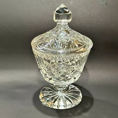 Buy Lead Cut Crystal Glass Pedestal Footed Candy Dish Compote Nut Bowl W Lid Vintage • 23.03£