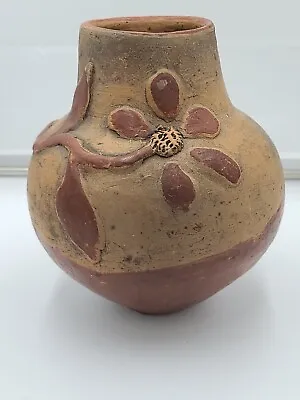 Buy Peruvian Style Clay Pottery Vase Jug Raised Flowery Unsigned 10 X 9  25 Diam.EUC • 16.11£