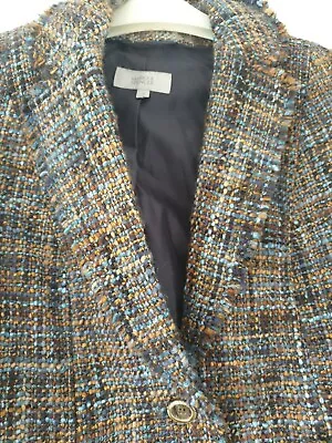 Buy Marks And Spencer Unusual Blue Gold  Wool Jacket Size 10 • 5.99£
