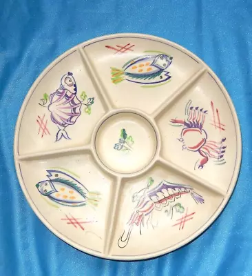 Buy Vintage Poole Pottery Hors D'oeuvres  Shell Fish Theme Serving Dish With Handle • 22£