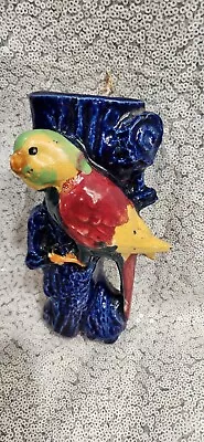 Buy Vintage Majolica Wall Pocket Japan Tropical Parrot Bird Gloss Glaze Handpainted • 14.29£
