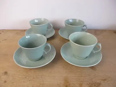 Buy Woods Ware Beryl Green Teacup Cup And Saucer X Four Vintage Utility Crockery • 20£