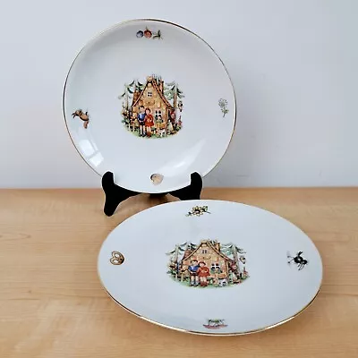 Buy Vintage Children Plates Set Of 2 Bavaria Gold Rim Porcelain  Fairy Tales 1970s • 18.22£