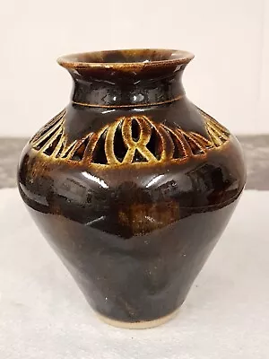 Buy Early Mary Chappelhow Wetheriggs Pottery Penrith Pierced Stoneware Vase 4.6  • 35£