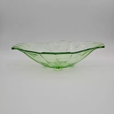 Buy SOWERBY Vintage Art Deco Green Clear Glass Oval Fruit Bowl 1920's/30's • 23.99£