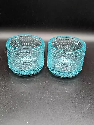 Buy Pair Of Iittala Glass Tea Light Holders - Blue • 39.99£