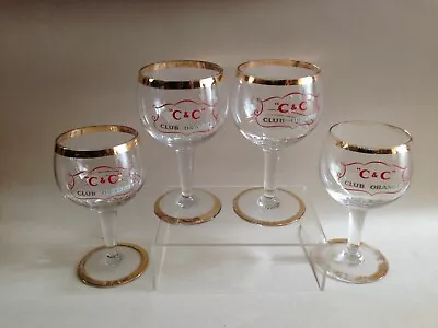 Buy 4 VINTAGE C&C CLUB ORANGE GLASS - RETRO 1960/70’s • 10.99£