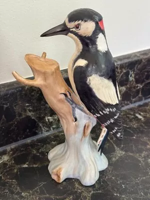 Buy Large Spode Figurine, Greater Spotted Woodpecker, Bone China, Matte Finish, 9  • 12£
