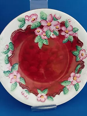 Buy Maling Ware- Newcastle Pottery - Red Thumbprint Dish With Raised Apple Blossom • 9.99£