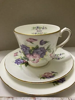 Buy Duchess Bone China Month Of The Year  July Cup,saucer,side Plate,gilded,Sweetpea • 13.45£