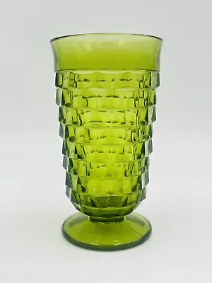 Buy VTG Avocado Green Indiana Colony Whitehall Cubist 6  Footed Glasse • 23.71£