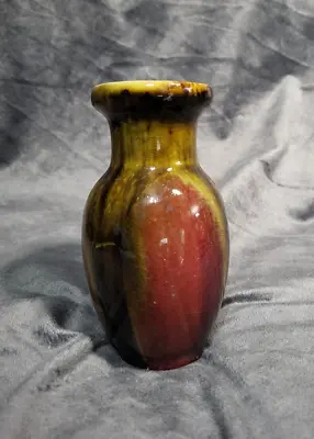 Buy Vtg. Handmade Tricolor Glazed Pottery Vase 5.25  • 23.63£