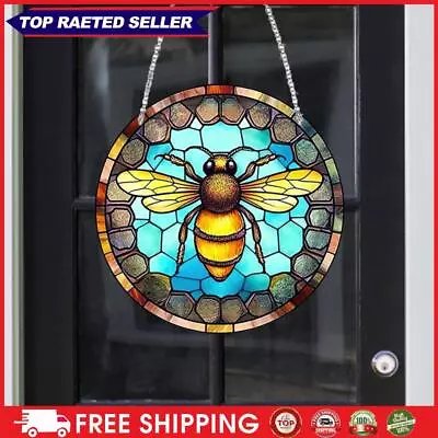 Buy ∞ Acrylic Stained Glass Bee Suncatcher Window Panel Hanging Sun Catcher 20x20cm • 8.27£