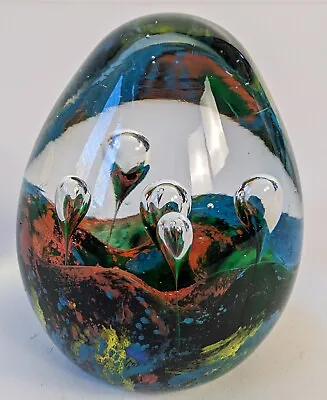 Buy Vintage Maltese Mdina Art Glass Paperweight Wave Of Colour And Trapped Bubbles • 15£