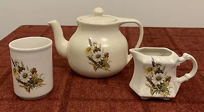 Buy Kernewek Cornish Pottery Floral 2 Pint Teapot, Milk Jug & Beaker • 8£