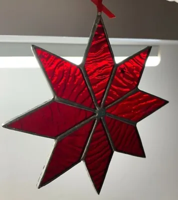 Buy Stained Glass Ruby Red Star Suncatcher Tree Decoration  Gift 12 Cm (4  3/4 ) New • 14.50£