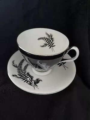 Buy Royal Albert Night & Day Vintage Tea Cup & Saucer Duo Monochrome Silver • 3.99£