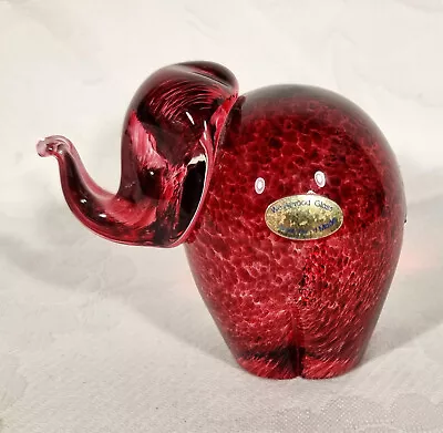 Buy Vintage Wedgwood Hand Made Speckled Ruby Glass Elephant Paperweight Ornament • 47.43£