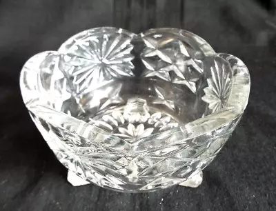 Buy Vintage Pressed Cut Glass Footed Sugar Bowl • 5.95£