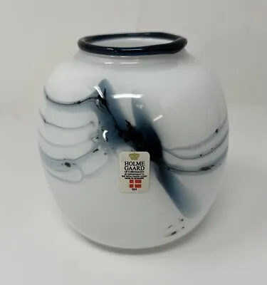 Buy Holmegaard Atlantis Small Jar Vase Michael Bang 80s Denmark White Blue Art Glass • 71.26£