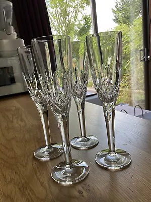 Buy Royal Doulton Highclere Lead Crystal Champagne Flutes X 4 • 55£