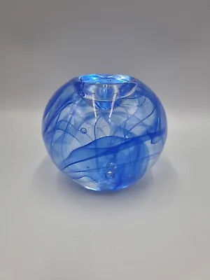 Buy A Kosta Boda Blue Moon Swirl Art Glass Tealight Candle Holder By Anna Ehrner. • 35£