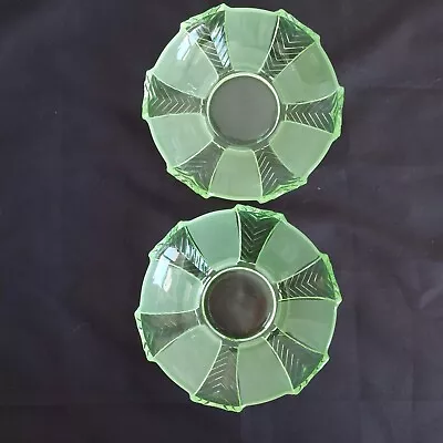 Buy Walther & Sohne Athene Uranium Glass Saucer X2 Green Art Deco Glowing 1930s • 15£
