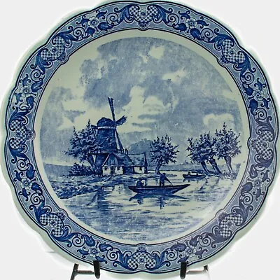 Buy Vintage Porcelain Charger | Royal Sphinx Delfts Blue And White Plate | Windmill • 68.52£
