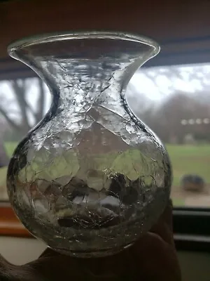 Buy Vintage Mid Century Modern MCM Clear Crackle Glass Bulb Bud Vase • 19.84£
