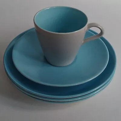 Buy Poole Pottery Twintone Sky Blue Grey 1 Cup 1 Saucer Trio 3  Side Tea Plates C104 • 18£