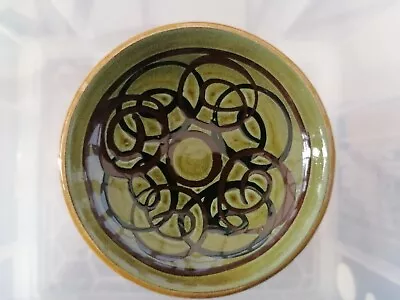Buy Vintage Retro Brixham Pottery Small Dish Plate Green Brown Swirl Design Good Con • 8£