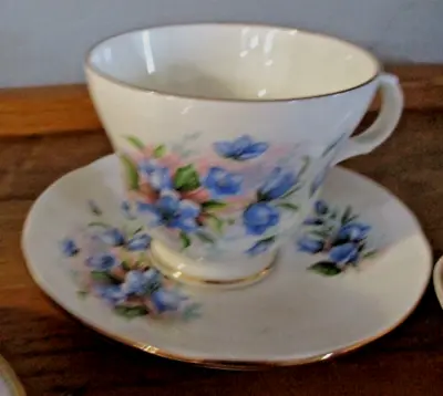 Buy STAFFORDSHIRE TEA CUP  CROWN TRENT  White With Blue Flowers FINE CHINA SET • 7.71£