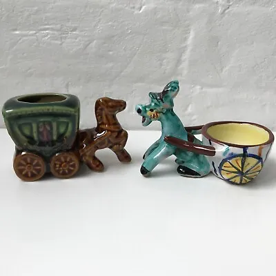 Buy Vintage Pottery Ceramic Donkey Eggcup Holder & Coach Horse Pot Ornament Foreign • 7.99£
