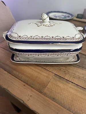 Buy Alfred Meakin Royal Blue De Rio China Rectangle Tureen And Plate • 15£