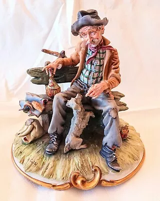 Buy Rare Capodimonte Figurine By A. Calle ~ Of A Tramp/Hobo On A Bench With His Dog • 100£