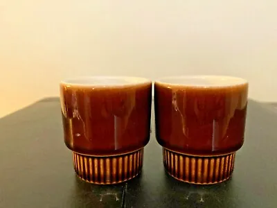 Buy POOLE POTTERY BROWN GLAZED EGG CUPS X 2 • 6.99£