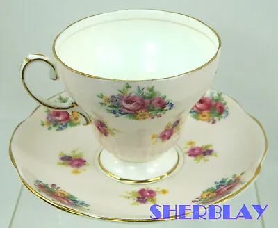 Buy Antique EB Foley 1850 Bone China England Light Pink W/ Rose Footed Cup & Saucer  • 35.80£